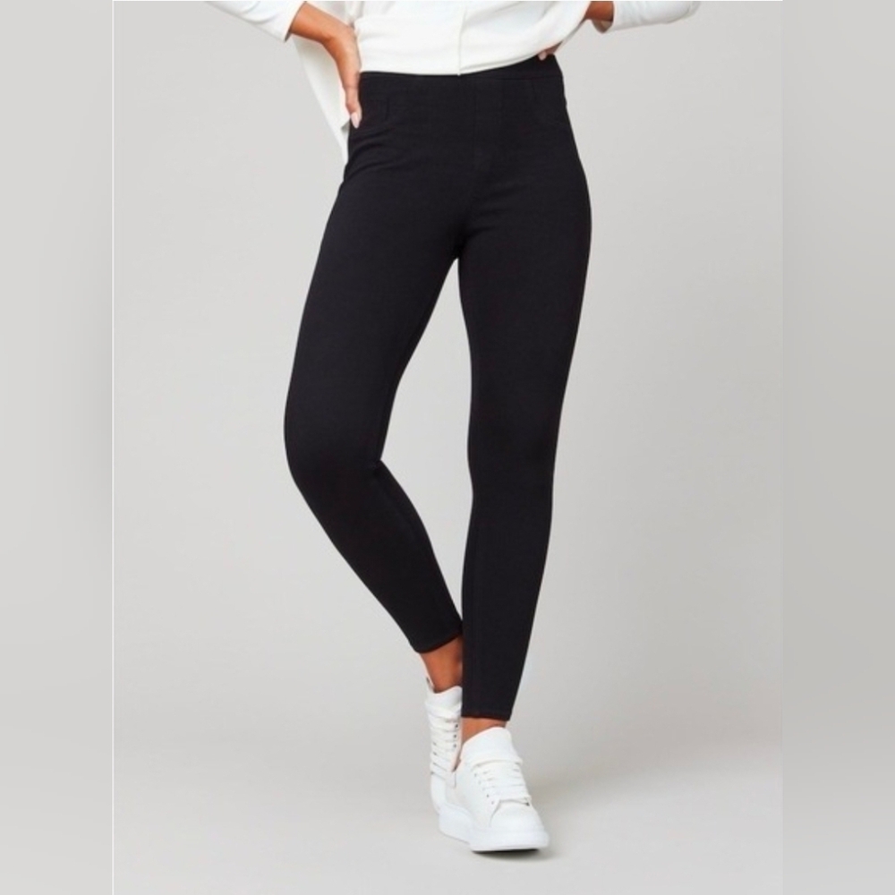 SPANX Jean-ish Ankle Leggings Tummy Shaping Soft Knit Black #20018R Womens Small - Picture 1 of 9